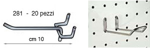 Rafturi pt. panouri perforate 10 cm - Blister 20 buc.