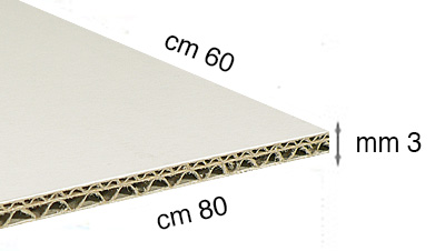 Carton ondulat alb grosime 3 mm 60x80 cm