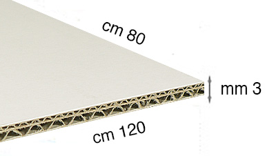 Carton ondulat alb grosime 3 mm 80x120 cm