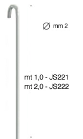 Axă verticală albă din oțel - diametru 2 mm - 1 m