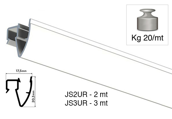 Simeza din aluminiu albă Up Rail de 3 m