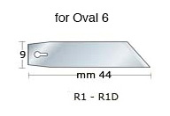 Lame pt. dispozitiv Oval 6 pt. tăiere la 90° - Pachet de 50 lame