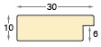 Profil ayous brut - Lățime 30 mm - Înălțime 10 mm - Secțiune