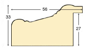 Profil ayous Lățime 56 mm Înălțime 33 - finisaj auriu - Secțiune